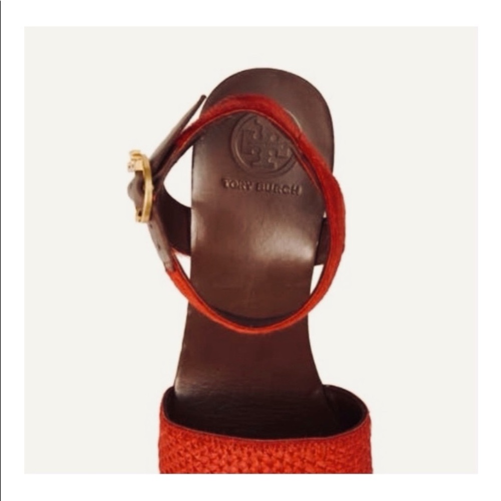 TORY BURCH CAMILLA PLATFORM RED LEATHR SANDAL EUC - Picture 5 of 14